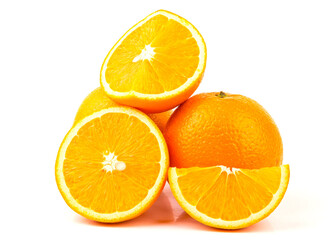Ripe orange on white background