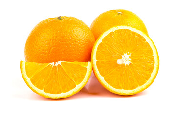 Ripe orange on white background