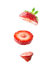 Sliced Strawberries on White Isolated Background