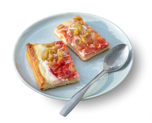 freshly baked rhubarb cake