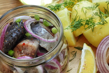 Pickled Mackerel with Potatoes, Onions and Butter
