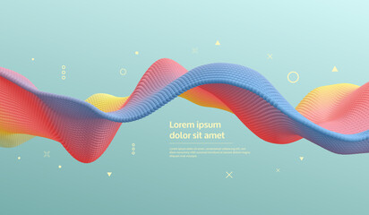 3D wavy background, Array with dynamic emitted particles