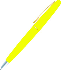yellow ballpoint pen on a white background