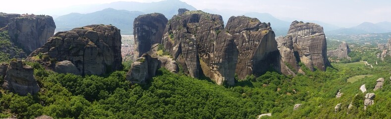 Fototapeta na wymiar Meteora Monastries set on top of tall rock formations