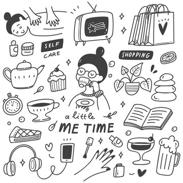 Me Time Concept Doodle Illustration