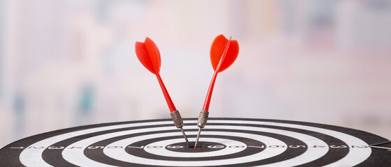 Targeting the business concept, Darts board close up
