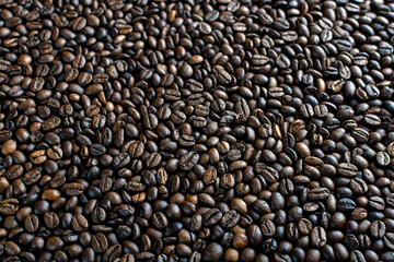 roasted coffee beans texture close up
