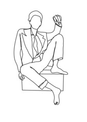 Drawings one line, young modeling poses