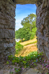 Windows in Visby old town wall. Medieval fortification. Gotland. Sweden