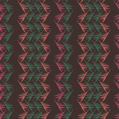 Hipster Tropical Vector Seamless Pattern. Nice Summer Fashion. Doodle Floral Background. Monstera Feather 