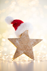 Christmas bokeh background with decorative star.