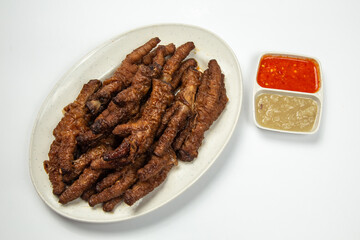 Chinese Cooked Chicken feed or Braised chicken on white background