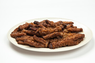 Chinese Cooked Chicken feed or Braised chicken on white background