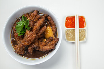 Chinese Cooked Chicken feed or Braised chicken on white background