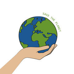 hand hold earth save the planet concept vector illustration EPS10