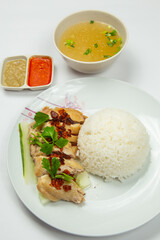 Delicious Steam Chicken with Rice (Hainan Chicken)