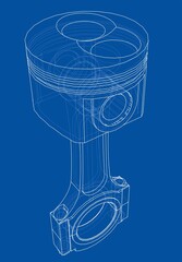 Fototapeta na wymiar Sketch of piston. 3D illustration