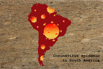 Coronavirus map South America, pandemic, epidemic - 363878108