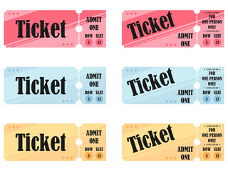 Vintage Retro Tickets set. Vector illustration.