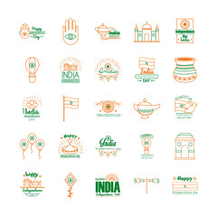 bundle of india independence day celebration icons