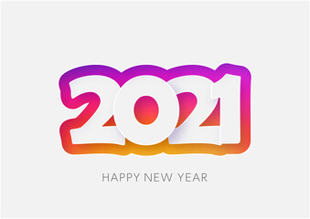 2021年の年賀状-カラフルなグラデーションの幾何学模様イメージ白色背景