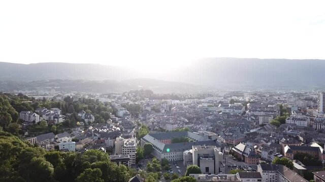Chambery aerial view, France, panoramic cityscape from above