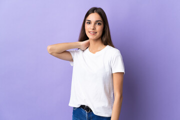 Fototapeta premium Young caucasian woman isolated on blue background laughing