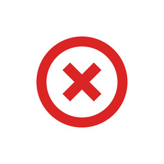 Obraz premium Delete icon. Close symbol. Stop sign vector red icon. Wrong sign. Reject icon. Cancel icon. Cross icon. Prohibition sign. Alert sign. Close icon.