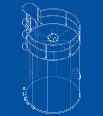 Oil tank outline. 3D illustration