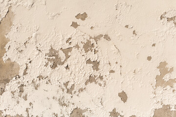Shabby, cracked, old concrete vintage white wall background
