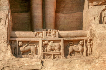 7th century Jain sculptures depicting the Tirthankaras near Gwalior Fort, Gwalior, Madaya Pradesh