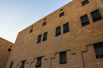 Fototapeta na wymiar Traditional Arabic building facade in Al Deera Area in Riyadh, Saudi Arabia