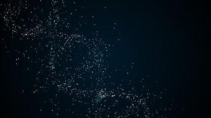 DNA, assembling from individual particle, forming an abstract spiral strand.
