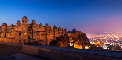 India tourist attraction - Mughal architecture - Gwalior fort. Gwalior, Madhya Pradesh, India