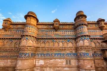India tourist attraction - Mughal architecture - Gwalior fort. Gwalior, Madhya Pradesh, India