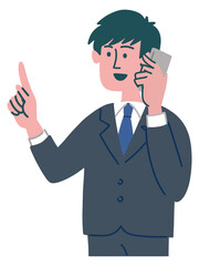 スーツ　男性　若い　携帯電話　提案　立っている
