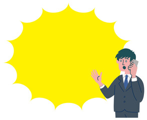 スーツ　男性　若い　携帯電話　驚いている　衝撃