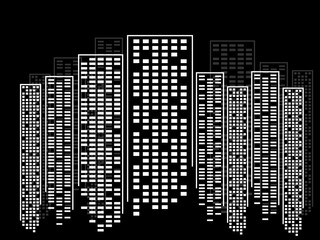 Abstract city of skyscrapers. Silhouette of megacity. Vector background