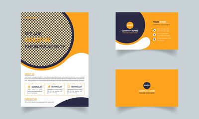 Modern abstract flyer and business card design template set