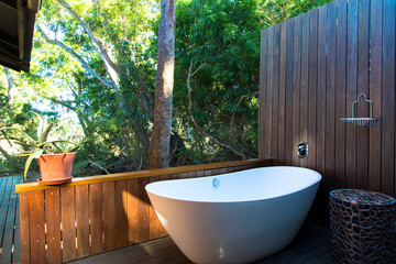 Traditional design for the outside bathing area in the nature, South africa