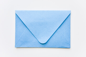 classic blue envelope with round corners on the white background