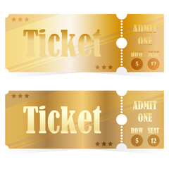 Luxury golden ticket. Vector illustration. 
