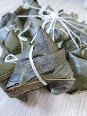 Zongzi is the traditional food made by glutinous rice people eat them at Dragon Boat Festival in Taiwan