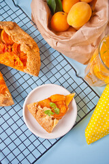 Galette tart pie with fresh ripe apricot