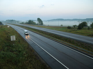 Highway in Finland at sunrise