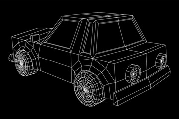 Naklejka premium Car sedan vehicle personal transport. Automobile transportation concept. Wireframe low poly mesh vector illustration.