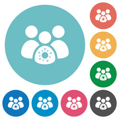 Group covid infection flat round icons