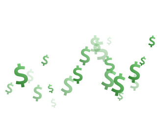 Green dollar signs flying currency vector design. 