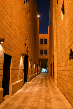 Traditional Arabic building facade in Al Deera Area in Riyadh, Saudi Arabia