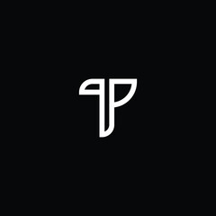 Minimal elegant monogram art logo. Outstanding professional trendy awesome artistic T TP PT initial based Alphabet icon logo. Premium Business logo white color on black background 